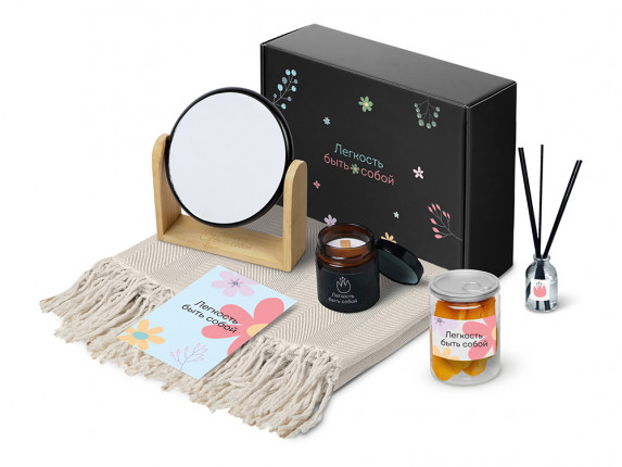Подарочный набор Re:f. Shelter  с пледом, зеркалом, свечой и диффузором