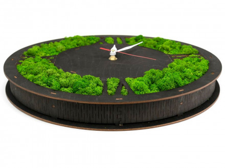 Часы Римские 1 со мхом настенные, цвет черный малахит, QRONA