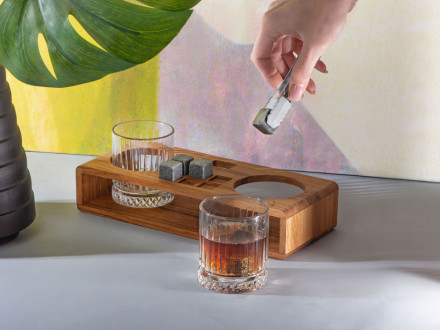 Набор для виски и коктейлей на подставке из дуба Whiskey Party (Р)