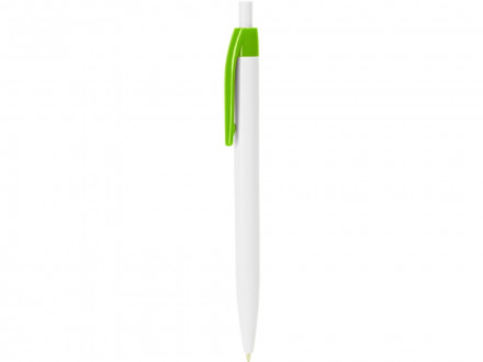 Ручка пластиковая шариковая HINDRES, белый/зеленое яблоко