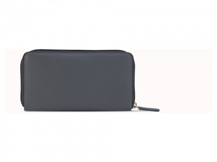 Кошелек Mano Don Leonardo, с RFID защитой, натуральная кожа в сером цвете, 19 х 2 х 10,5 см