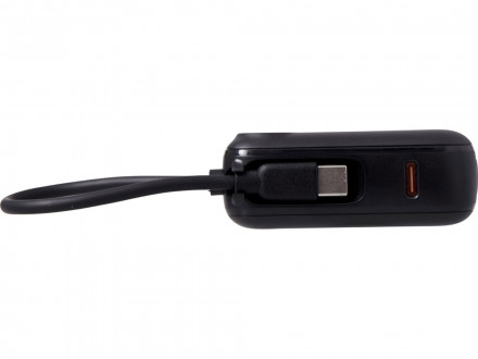 Внешний аккумулятор со встроенным кабелем Liri, QC/PD, 10000 мАч, черный