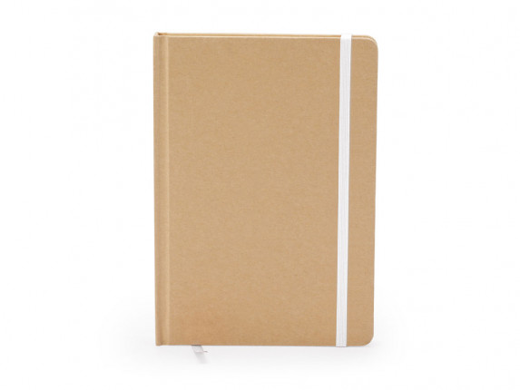 Блокнот А5 ESTELA с контрастной резинкой, бежевый/белый