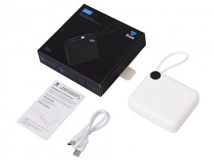 Внешний аккумулятор со встроенным кабелем Liri, QC/PD, 10000 мАч, теплый белый