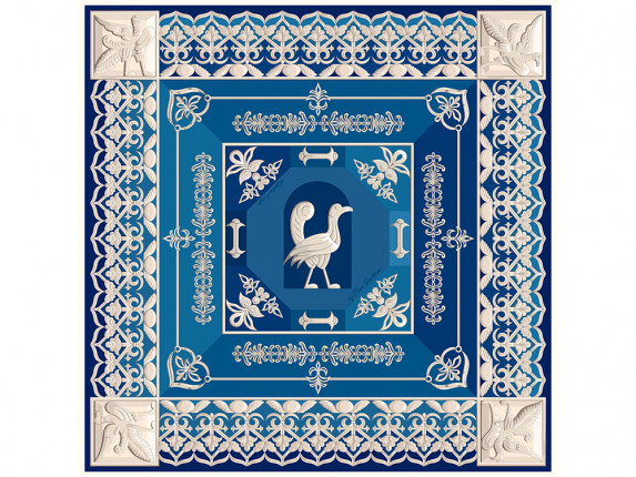 Платок Птица дивная, синий