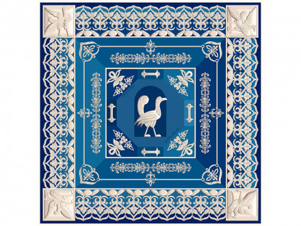 Платок Птица дивная, синий
