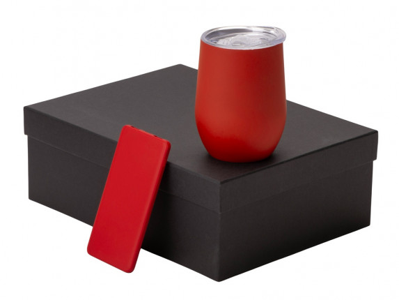 Подарочный набор с термокружкой и повербанком С1, 5000 mAh, красный