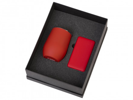 Подарочный набор с термокружкой и повербанком С1, 5000 mAh, красный