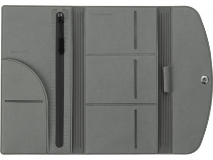 Органайзер для документов на кнопке с отделением для купюр и ручки, упаковка в индивидуальный пакет, серый