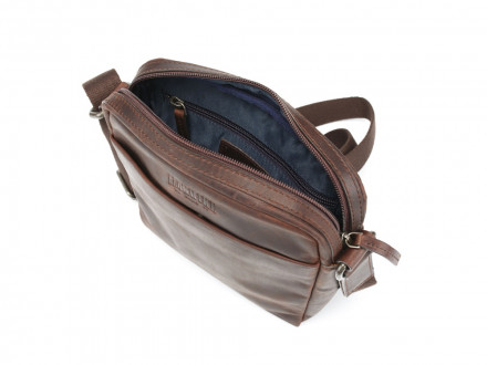 Сумка через плечо KLONDIKE DIGGER Jake, натуральная кожа в темно-коричневом цвете, 26 x 22 x 7 см