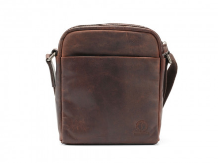 Сумка через плечо KLONDIKE DIGGER Jake, натуральная кожа в темно-коричневом цвете, 26 x 22 x 7 см