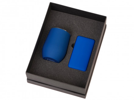 Подарочный набор с термокружкой и повербанком С1, 5000 mAh, синий