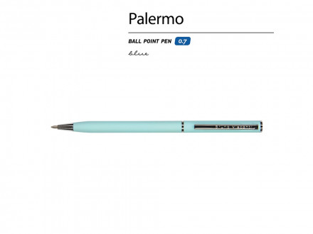 Ручка шариковая автоматическая BrunoVisconti® PALERMO цвет корпуса голубой, soft-touch, 0.7 мм