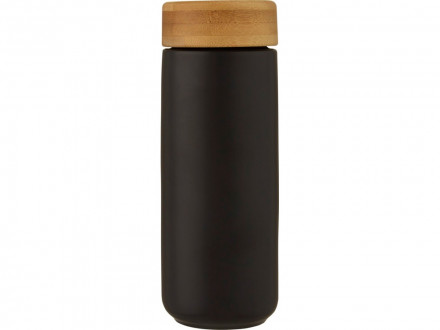 Lumi керамическая кружка объемом 300 мл с бамбуковой крышкой, черный