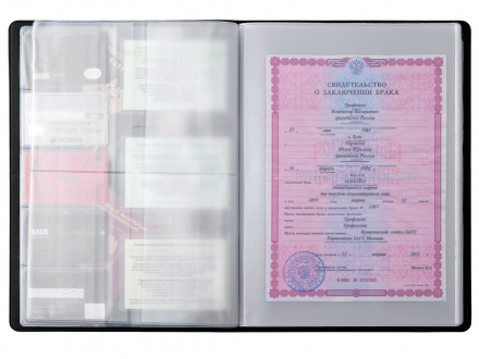 Органайзер Favor 2.0 для семейных документов на 4 комплекта документов, формат А4, черный