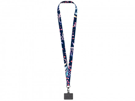 Ланъярд 2 см под сублимацию с трендовым карабином и большим держателем для телефона из ПЭ, черный