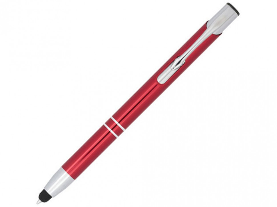 Шариковая кнопочная ручка-стилус Moneta из анодированного алюминия, красный