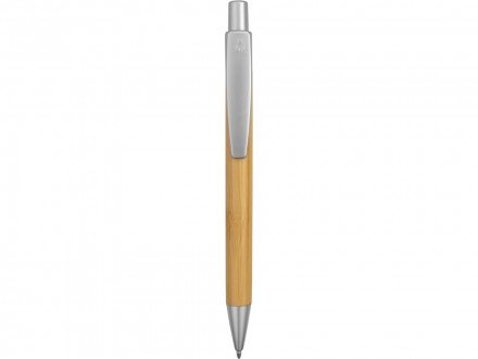 Ручка шариковая Borneo из бамбука, серебряный, черные чернила
