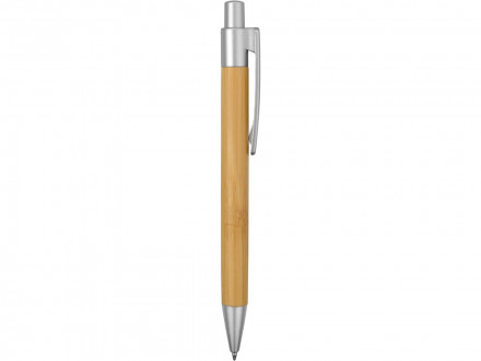 Ручка шариковая Borneo из бамбука, серебряный, черные чернила