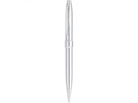 Ручка шариковая Cross модель Stratford в футляре, серебристая глянцевая