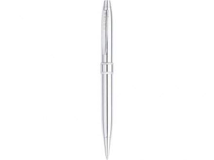 Ручка шариковая Cross модель Stratford в футляре, серебристая глянцевая
