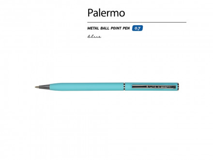 Ручка шариковая автоматическая BrunoVisconti® PALERMO цвет корпуса бирюзовый, soft-touch, 0.7 мм