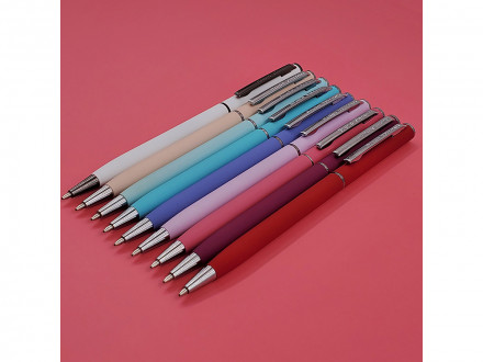 Ручка шариковая автоматическая BrunoVisconti® PALERMO цвет корпуса бирюзовый, soft-touch, 0.7 мм