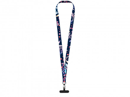 Ланъярд 2 см под сублимацию с трендовым карабином и узким держателем для телефона из ПЭ, черный