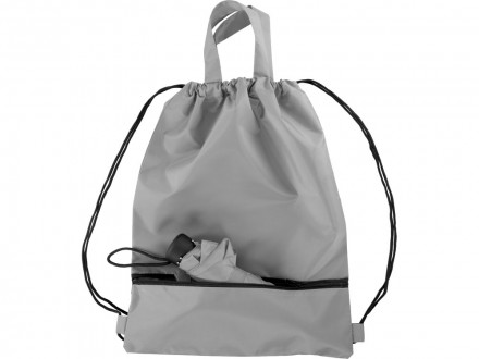 Зонт Picau из переработанного пластика в сумочке, серый