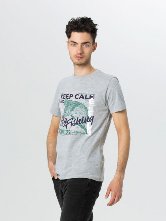 Футболка Fishing, серый меланж