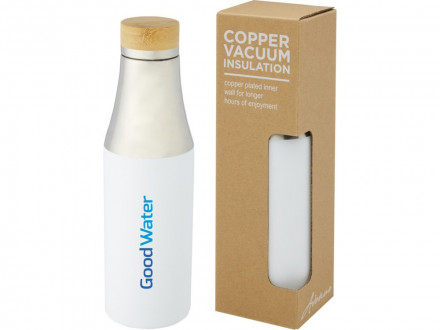 Hulan Бутылка объемом 540 мл с вакуумной изоляцией из меди и бамбуковой крышкой, белый