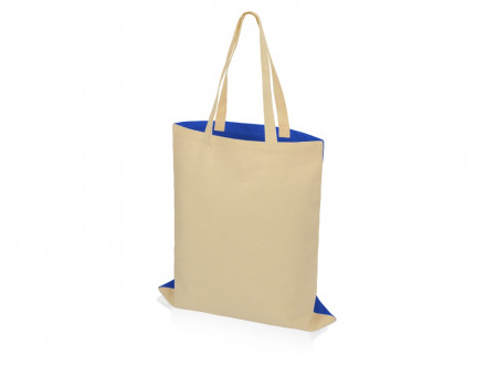 Сумка для шопинга Twin двухцветная из хлопка, 180 г/м2, синий/натуральный (P)