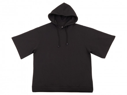 Худи оверсайз с коротким рукавом Warsaw унисекс, черный