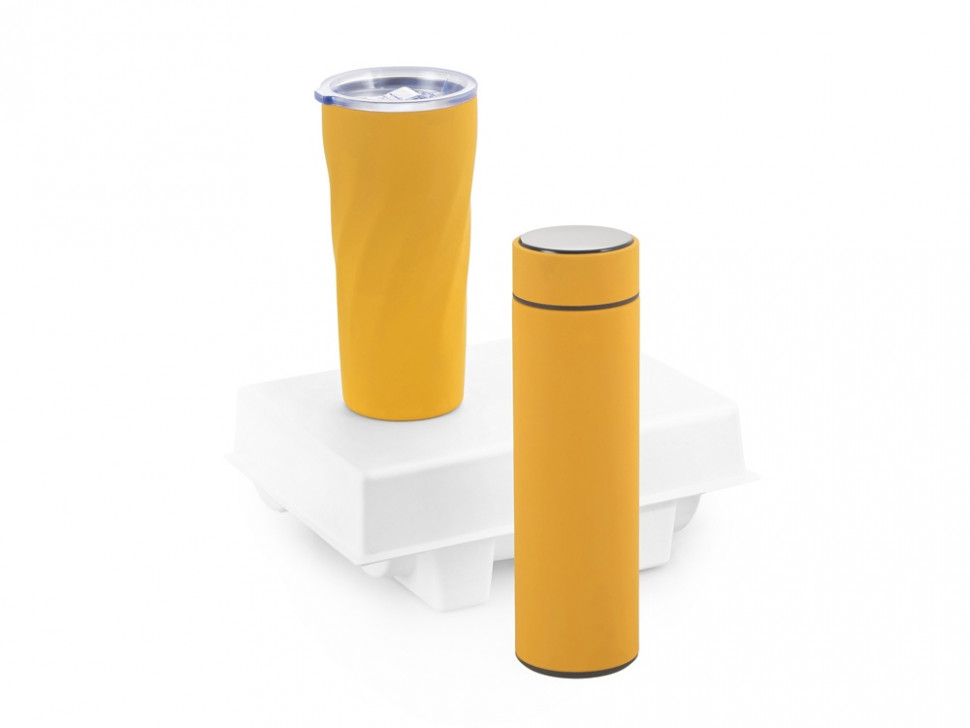 Подарочный набор FAMILY с термосом и термокружкой, желтый