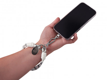 Брелок-браслет Bohemian c металлическим держателем для телефона, бело-черный