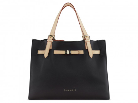 Сумка наплечная женская BUGATTI Ella, темно-коричневая, полиуретан, 37,5х13,5х28 см