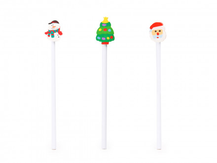 Карандаш NUSS с ластиком в виде деда мороза, белый/красный