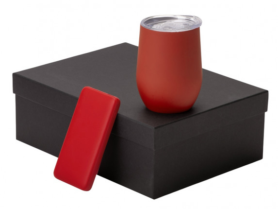 Подарочный набор с термокружкой и повербанком С2, 10000 mAh, красный