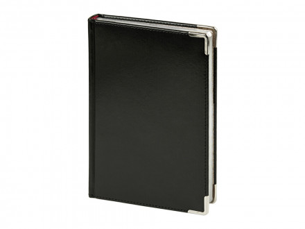 Ежедневник недатированный А5 Sidney Nebraska, черный (серебряный обрез, серебряные уголки)