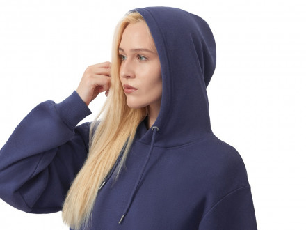 Толстовка с капюшоном оверсайз Lisbon унисекс, темно-синий