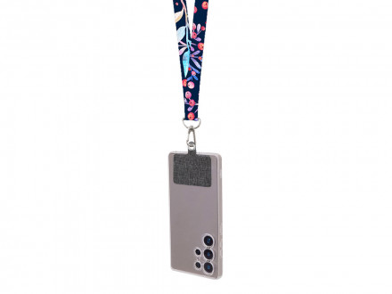 Ланъярд 2 см под сублимацию с трендовым карабином и большим держателем для телефона из ПЭ, серебристый
