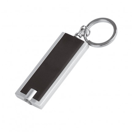 Брелок-фонарик Flat, черный с серебристым
