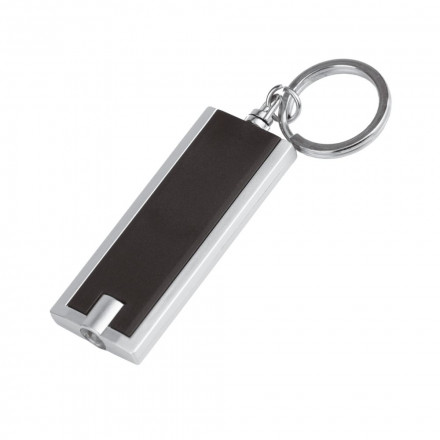 Брелок-фонарик Flat, черный с серебристым
