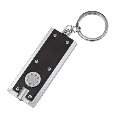 Брелок-фонарик Flat, черный с серебристым