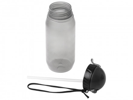 Бутылка для воды с трубочкой Little, 400 мл, серый