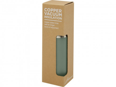 Hulan Бутылка объемом 540 мл с вакуумной изоляцией из меди и бамбуковой крышкой, зеленый яркий