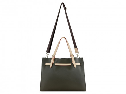 Сумка наплечная женская BUGATTI Ella, оливковая, полиуретан, 37,5х13,5х28 см