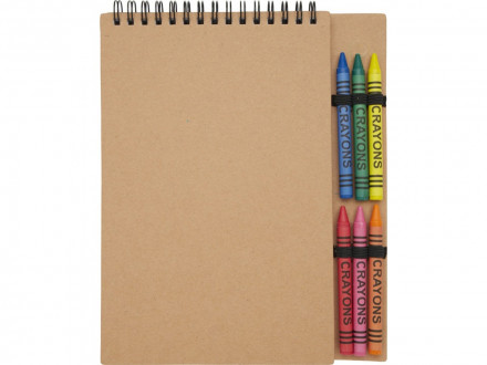 Doodle блокнот формата А5 с мягкой обложкой на спирали и набор мелков - Натуральный