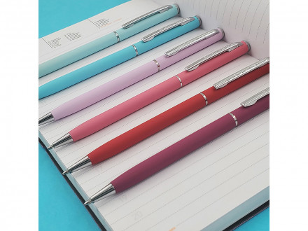 Ручка шариковая автоматическая BrunoVisconti® PALERMO цвет корпуса красный коралловый, soft-touch, 0.7 мм