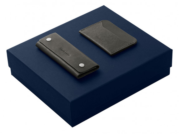 Подарочный набор Long River: картхолдер, ключница, синяя коробка